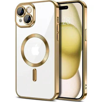 Pouzdro na mobilní telefon Kryt iPhone 15 Plus Techsuit Luxury Crystal MagSafe - zlatý