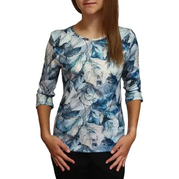 Dámská halenka Halenka Ina modro-bílá s listy Velikost Ina: 52