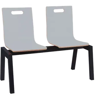 MEGAN PLUS 2, dřevěná lavice do čekárny, 2-sedák, šedá, kostra černá