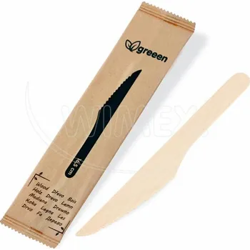 Příbor Nůž dřevěný 16,5cm, jednotlivě balený, 100 ks