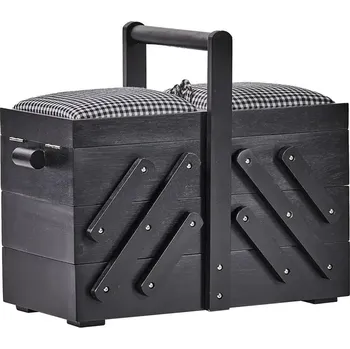 Organizér galanterie kazeta na šití dřevěná s vrchní látkou 36x19x30cm