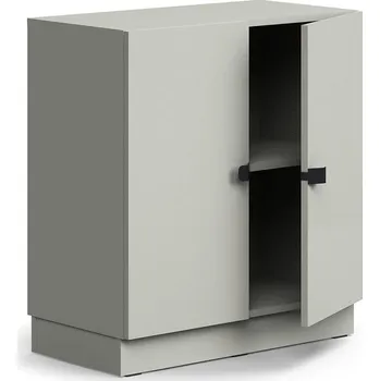 Policová skříň Policová skříň QBUS, 1 police, sokl, úchytky, 868x800x420 mm, světle šedá