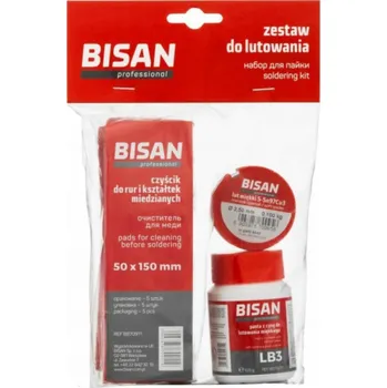 Páječka Bisan B870900 sada pro měkké pájení (čistič-pasta-měkká pájka) 50x150mm/100g/2,5mm 100g šedá/červená