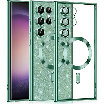 Pouzdro na mobilní telefon Kryt Samsung Galaxy A15 4G / A15 5G Techsuit Luxury Glitter MagSafe - světle zelený