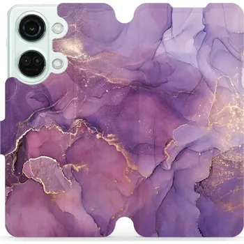 Pouzdro na mobilní telefon Flipové pouzdro Mobiwear - OnePlus Nord 3 5G - VP20S Fialový mramor (Knížkové flip pouzdro, obal, kryt na mobil OnePlus Nord 3 5G - VP20S Fialový mramor, materiál Umělá kůže + TPU - ochrana 360°, stojánek, silikonová vanička, magnetické zavírání)