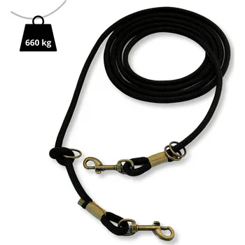 Vodítko pro psa PafDog® Elegantní přepínací nastavitelné vodítko 8mm, 11 délek, černo-zlaté, extra pevné DÉLKA VODÍTKA: 1.5 metru