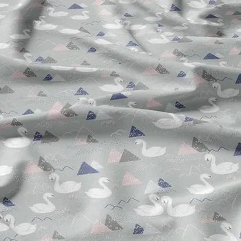 Bavlněné látky, metráž. Labutě na Šedém
