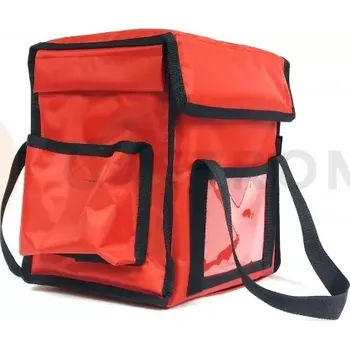 Termobox Taška na 4x lunchbox 20x25 cm z nylonu, zavírání na magnet, červený s černým lemováním | FURMIS, LUNCHBOX 4