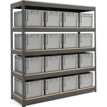Dílenský regál Regál s přepravkami AJ EURO + COMBO, 16 přepravek