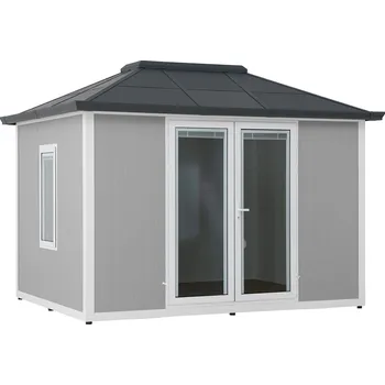 Zahradní domek Sunjoy hliníkový/ocelový zahradní domek 3x4 RIGA - 302cm x 386cm, šedý | A108000702