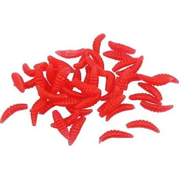 Vrhač návnad Merco Bait Soft Worms umělí červi 50 ks červená balení 1 sada