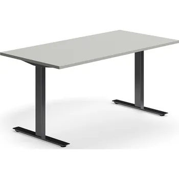 Psací stůl Psací stůl QBUS, T-nohy, 1600x800 mm, černá podnož, světle šedá