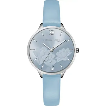 Hodinky SUNDAY ROSE Dámské luxusní designové hodinky SUNDAY ROSE Fashion Pastel Blue SUN-F18 ( )