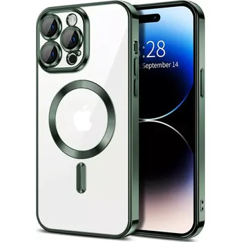Pouzdro na mobilní telefon Kryt iPhone 15 Pro Techsuit Luxury Crystal MagSafe - tmavě zelený