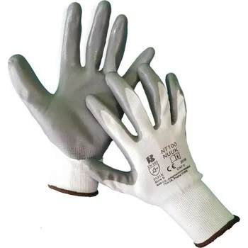 Pracovní rukavice BAN NT100 NUUK / Rukavice máčené v nitrilu - bílá/šedá 10