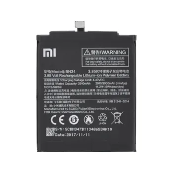 Baterie pro mobilní telefon Xiaomi Baterie pro Xiaomi Redmi 5A, BN34, originální, 2900 mAh