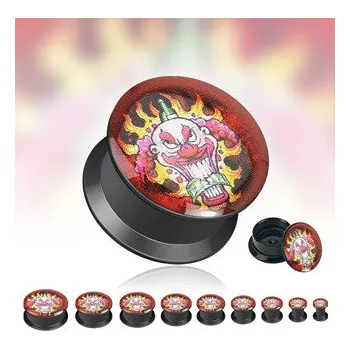 Piercing Šperky4U Akrylátový plug do ucha "klaun" - průměr 14 mm - PL01051-14