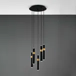 Jupiter Závěsné světlo Alas, 5 žárovek, černé, kov, GU10 - Stříška - Ø 30 cm, výška 3 cm černá/zlatá 5 x 10 W LED - Doprava zdarma