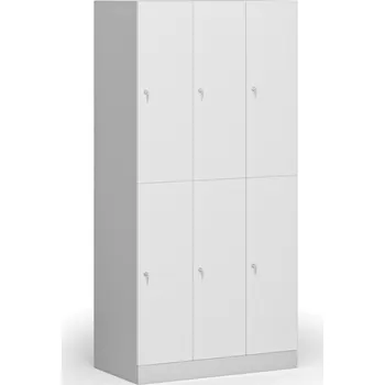 Šatní skříň B2B Partner Šatní skříňka S1 s úložnými boxy, 6 boxů, 1850 x 900 x 500 mm, demont, cylindrický zámek, laminované dveře, bílá