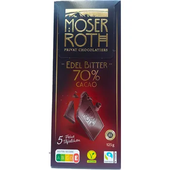 Čokoláda MOSER ROTH Edel Bitter 70% Cacao - ušlechtilá hořká čokoláda - 5ks - 125g