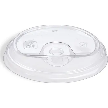 Jednorázové nádobí Víčko s otvorem na pití (rPET) bez slámky průhledné pro kelímek Ø90mm 100 ks