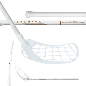 Florbalová hůl SALMING Minilite Q2 F35 Kid White/Nectarine 60(71 R) - 60 (71) cm/Pravá ruka dole
