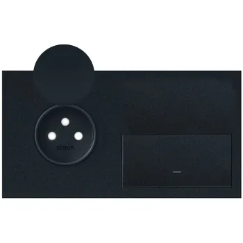 Elektrická zásuvka Simon 100 10020192-238 Sestava 2 násobná, IP44: 1 zásuvka + 1 kryt černá matná