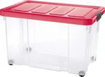 Tontarelli Úložný box s klipem a kolečky PUZZLE 60 l transparent/červená 8035640ACH 8035640ACH
