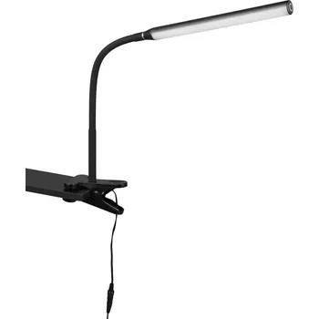 Čtecí lampička Trio Leuchten R57941132 NEVADA - Dotykem stmívatelná LED černá lampička se skřipcem s možností změny barvy světla, LED 5W, 3000+4000+5000K (Praktická lampa na poličku nebo na desku stolu)
