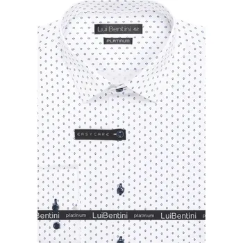 Pánská košile Košile AMJ - kolekce Lui Bentini - Comfort fit - bílá s tmavým vzorem velikost: 45, délka rukávu: dlouhý rukáv