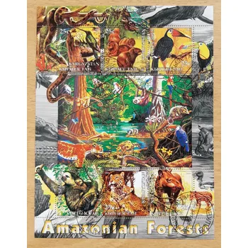 Sběratelství Kyrgyzstán raz. aršík, fauna amazonských lesů, r. 2004