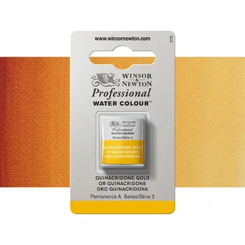Vodová barva Akvarelová barva Winsor & Newton Professional, půlpánvička - Quinacridone Gold