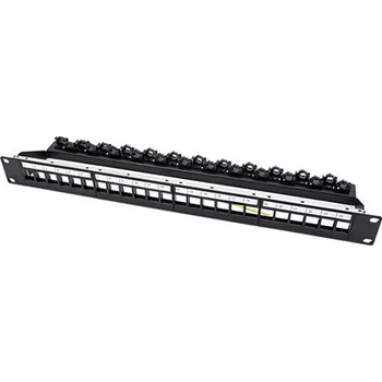 Patch panel Patchpanel pro keystone 19", stíněný, 24 portů, neosazený, černý