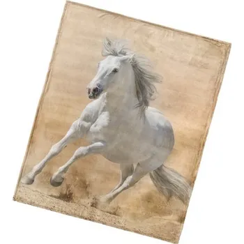 Dětská deka Deka mikroplyšová Bílý Kůň 130*160 cm (Deky s koníkem, koně)