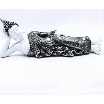 Milujeme Kameny Buddha ležící - socha Feng shui bílo-bronzová 446859