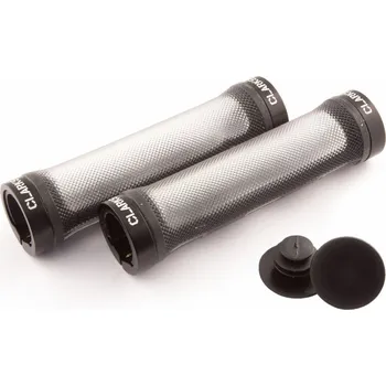 grip Clarks CLARK S CLO-309T LOCK-ON rukojeti řídítek 130 mm černé a průhledné hliníkové přezky