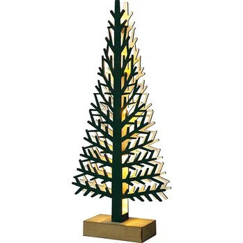 Vánoční dekorace ACA Lighting LED dekorační dřevený stromek 10 LED, 47cm, teplá bílá, 2x baterie AAA, IP20