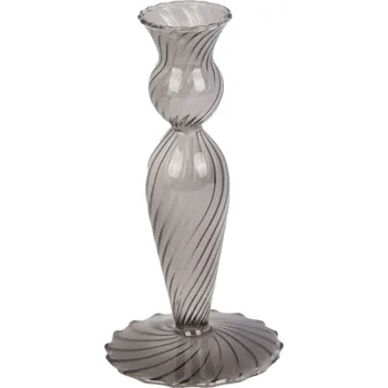 Svícen Svícen Swirl skleněný černý 17cm Present Time (Barva-černá, sklo)