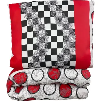 přikrývka SET Přikrývka a polštář Červená a bílá kola