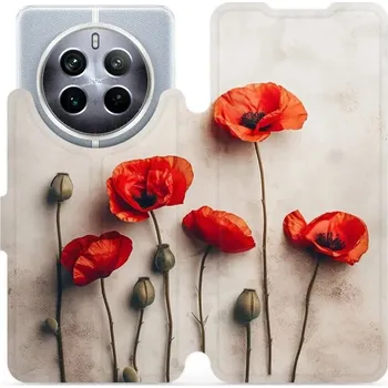 Pouzdro na mobilní telefon Flipové pouzdro Mobiwear - Realme 12 5G - VP42S Vlčí máky (Knížkové flip pouzdro, obal, kryt na mobil Realme 12 5G - VP42S Vlčí máky, materiál Umělá kůže + TPU - ochrana 360°, stojánek, silikonová vanička, magnetické zavírání)