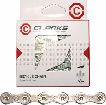 Clarks Bicycle Chain YBN C8 Shimano Campagnolo SRAM (8 rychlostních stupňů, CP 1/2x3/32, 116 buněk, 7,1 mm, řetězový klip) Silver Standard