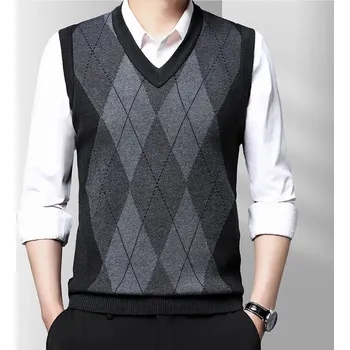 Pánská vesta Pánská vesta s geometrickým vzorem Barva: Tmavě Šedá, Velikost: XL