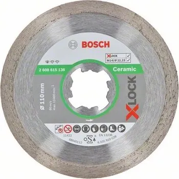 Řezný kotouč Bosch Diamantový řezný kotouč Standard for Ceramic systému X-LOCK, 110×22,23×1,6×7,5 2608615136