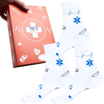 Pánské ponožky Dárkový set - Zdravotnictví bílé - velikost 39-42 (Velikost 39-42)