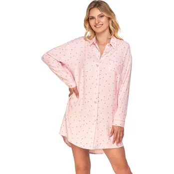Dámská noční košile Propínací noční košile Viki růžová s puntíky M