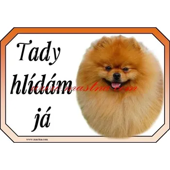 Cedulka špic, pomeranian oranžový hlídám - Bez samolepicí vrstvy