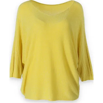 Dámské oblečení Svetřík netopýr lurex ALEX1 Itálie barva: žlutá