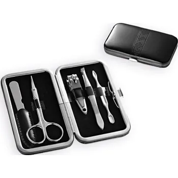 cestovní nerezová manikúra v černém pouzdře z umělé kůže 5-ti dílná