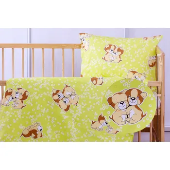 Povlečení JAN peří Povlečení do postýlky - pejsek zelený - Povlečení do postýlky - pejsek zelený 135x90/60x45 cm bavlna