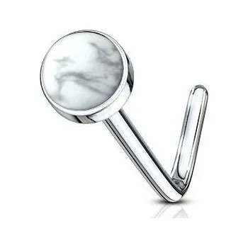 Piercing Zahnutý piercing do nosu - howlite